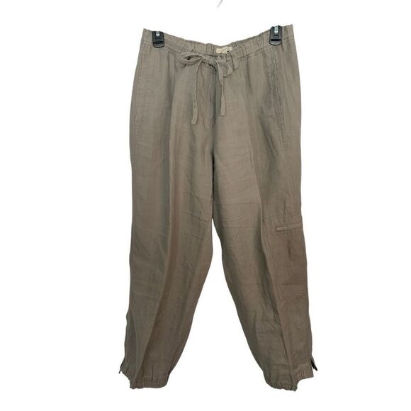 Eileen Fisher Organic Linen Cargo Pants Stone Taupe Gray Size M - Picture 3 of 12